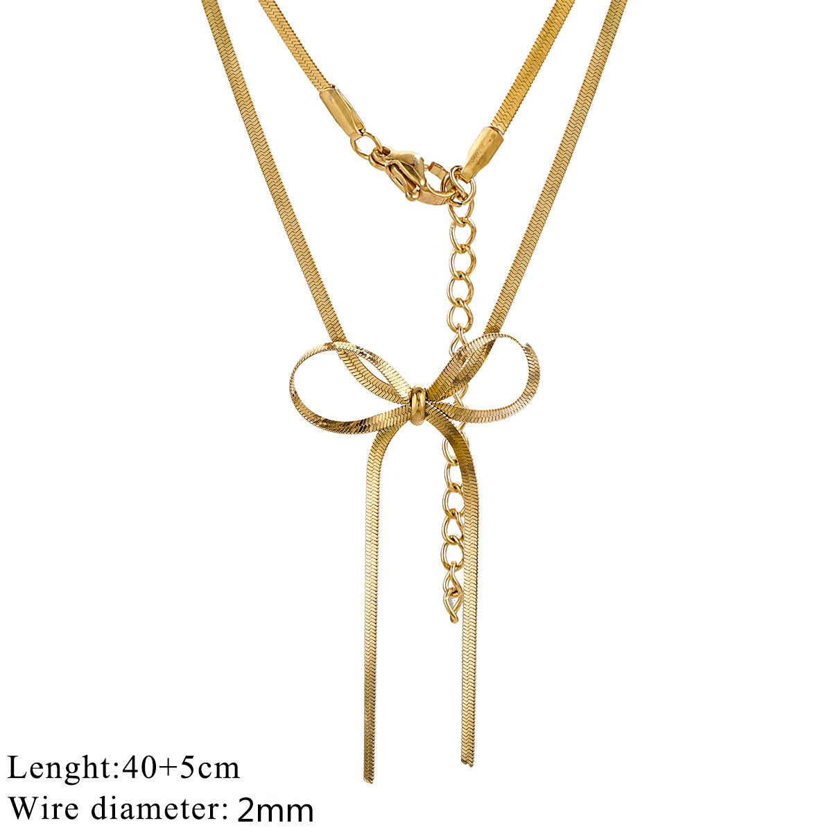 NE01 Bow Tie Design Chain Necklace 18K Golden Color No Tarnish Water Proof Necklace