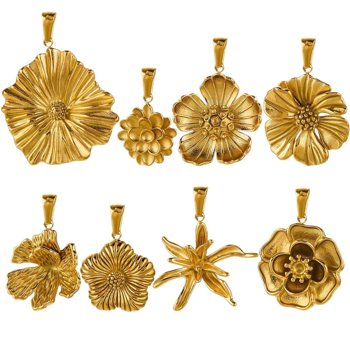 PD23 Vintage Flower Pendant Stainless Steel Necklace Pendants