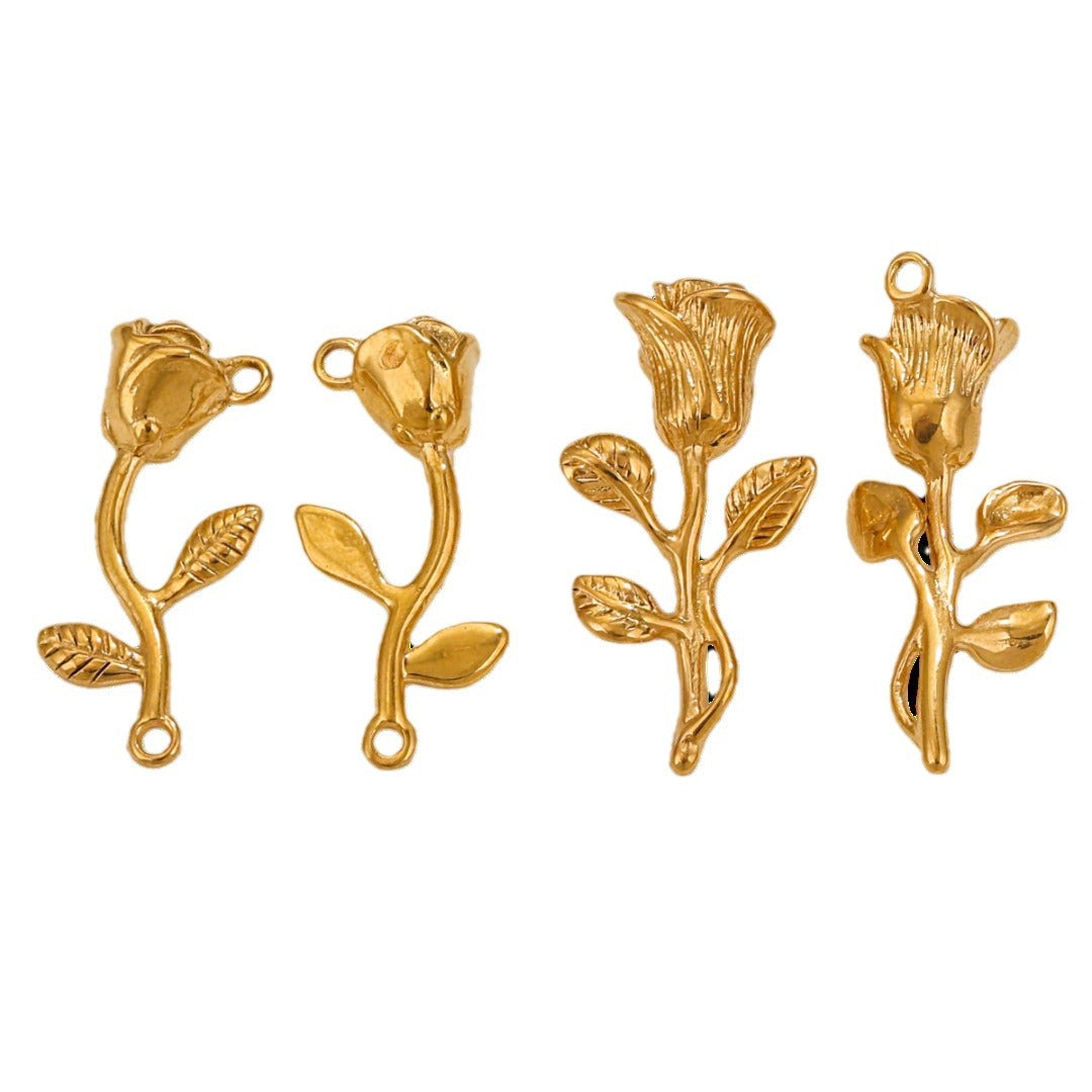 PD18 Rose Pendant Stainless Steel Flower Pendant for DIY Jewelry Necklace