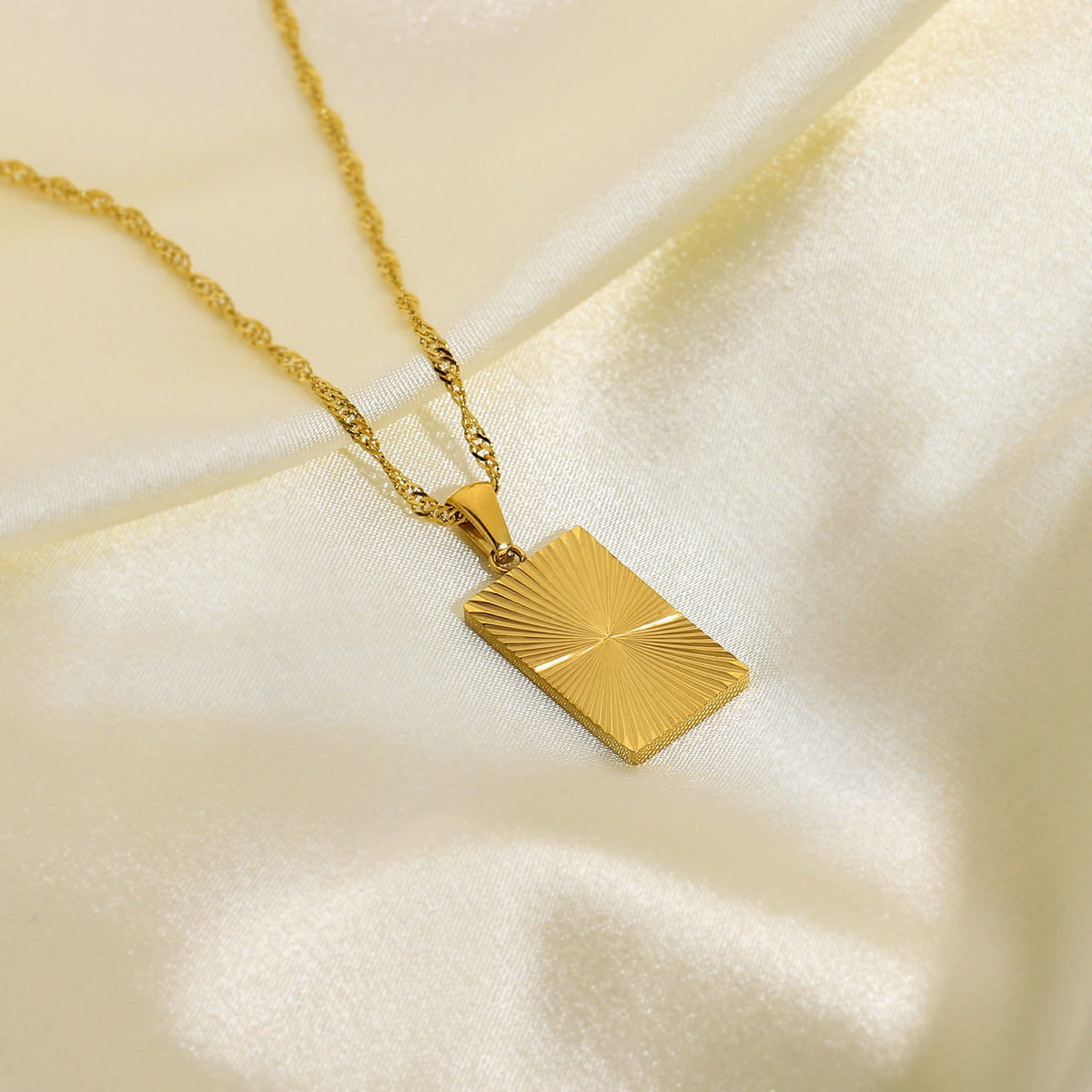 JDN201068 18K Golden Color Butterfly / Heart / Round / Rectangular Pendant Stainless Steel Necklace