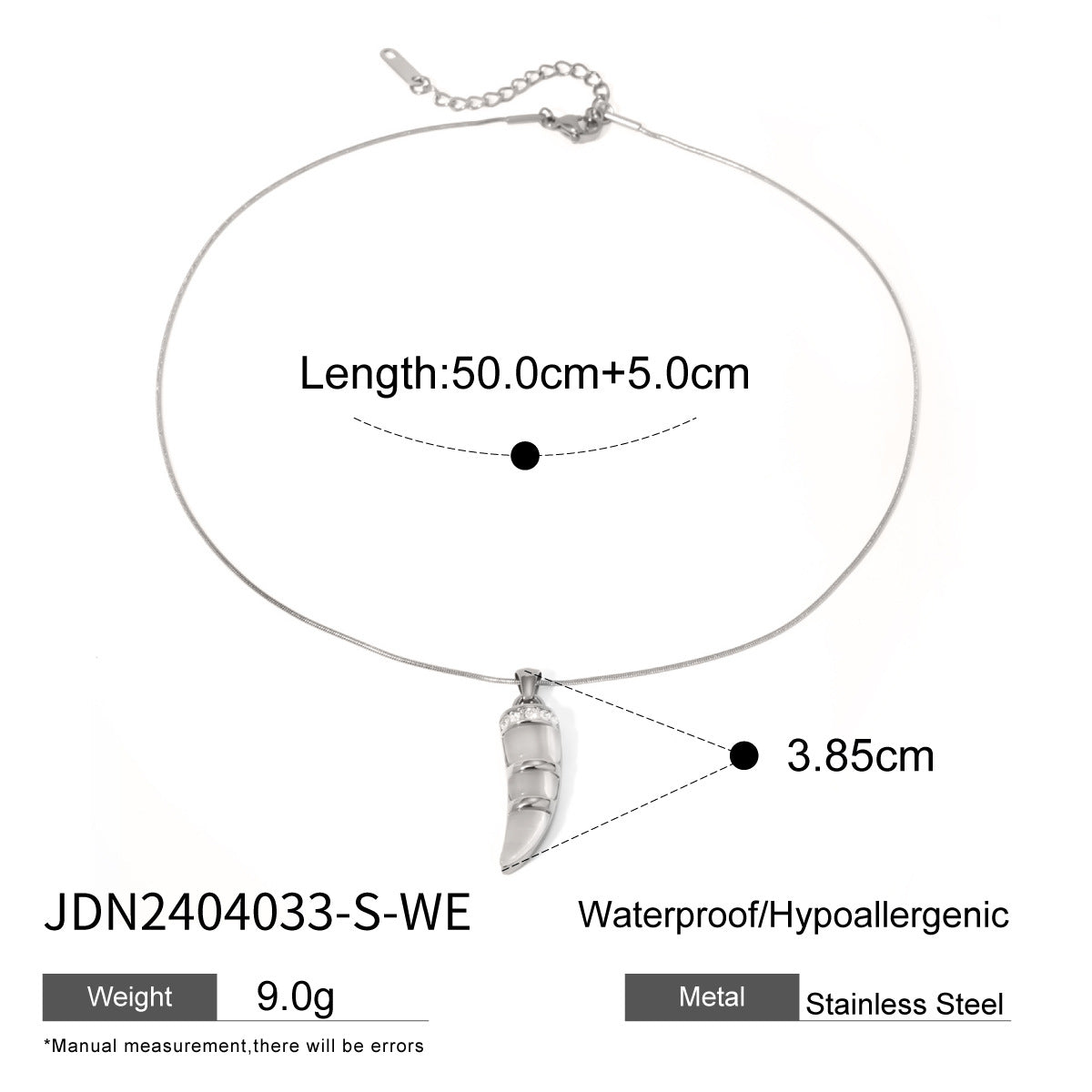 JDN2404033-GN Ivory Pendant with Cat's Eye Stainless Steel Necklace