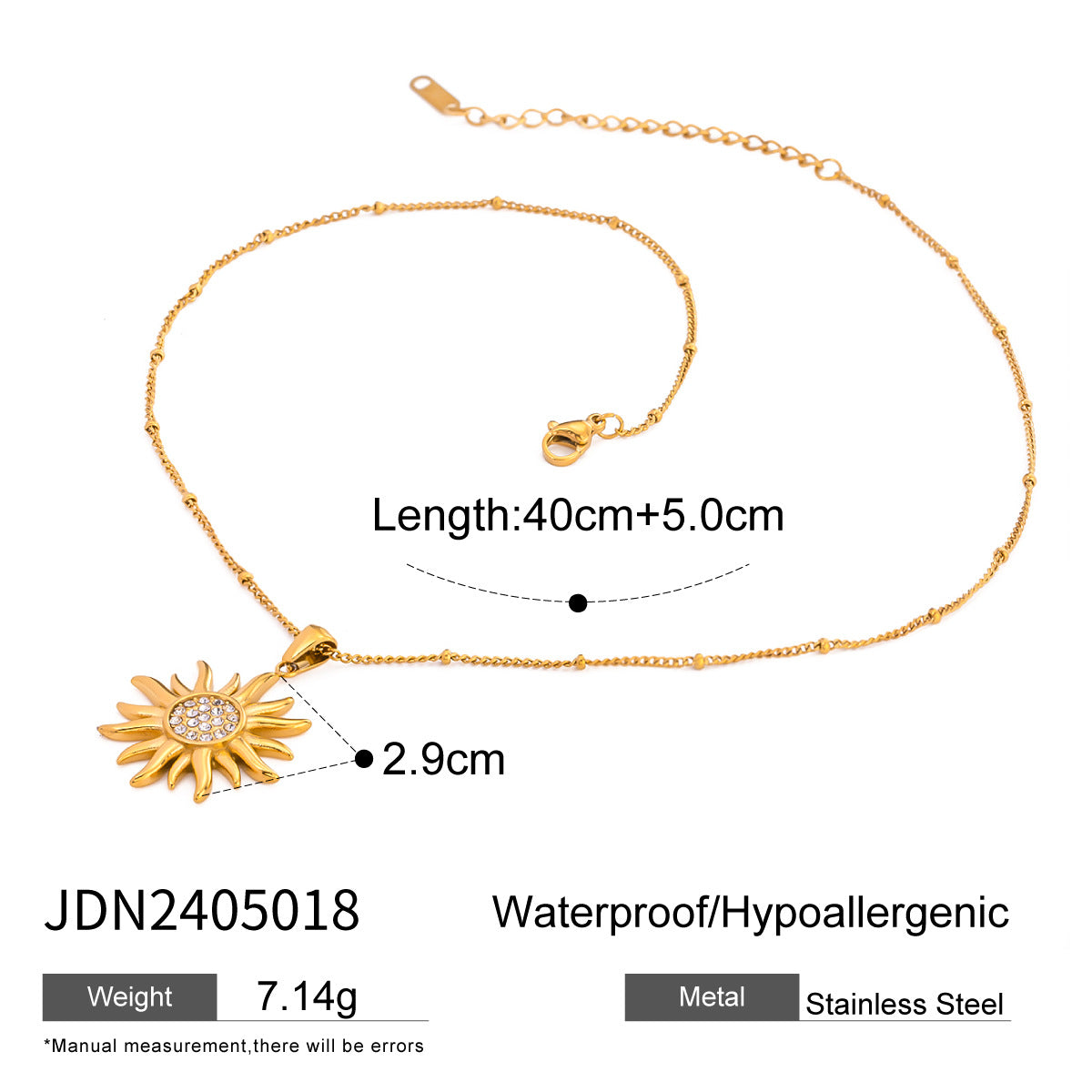 JDN20292 Stainless Steel Octagram Pendant 8 Point of Star Choker Necklace for Women