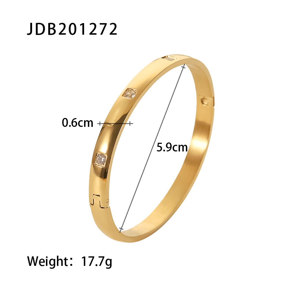 JDB2012 Bangles Stainless Steel Bracelet Bangle with Zircon for Women