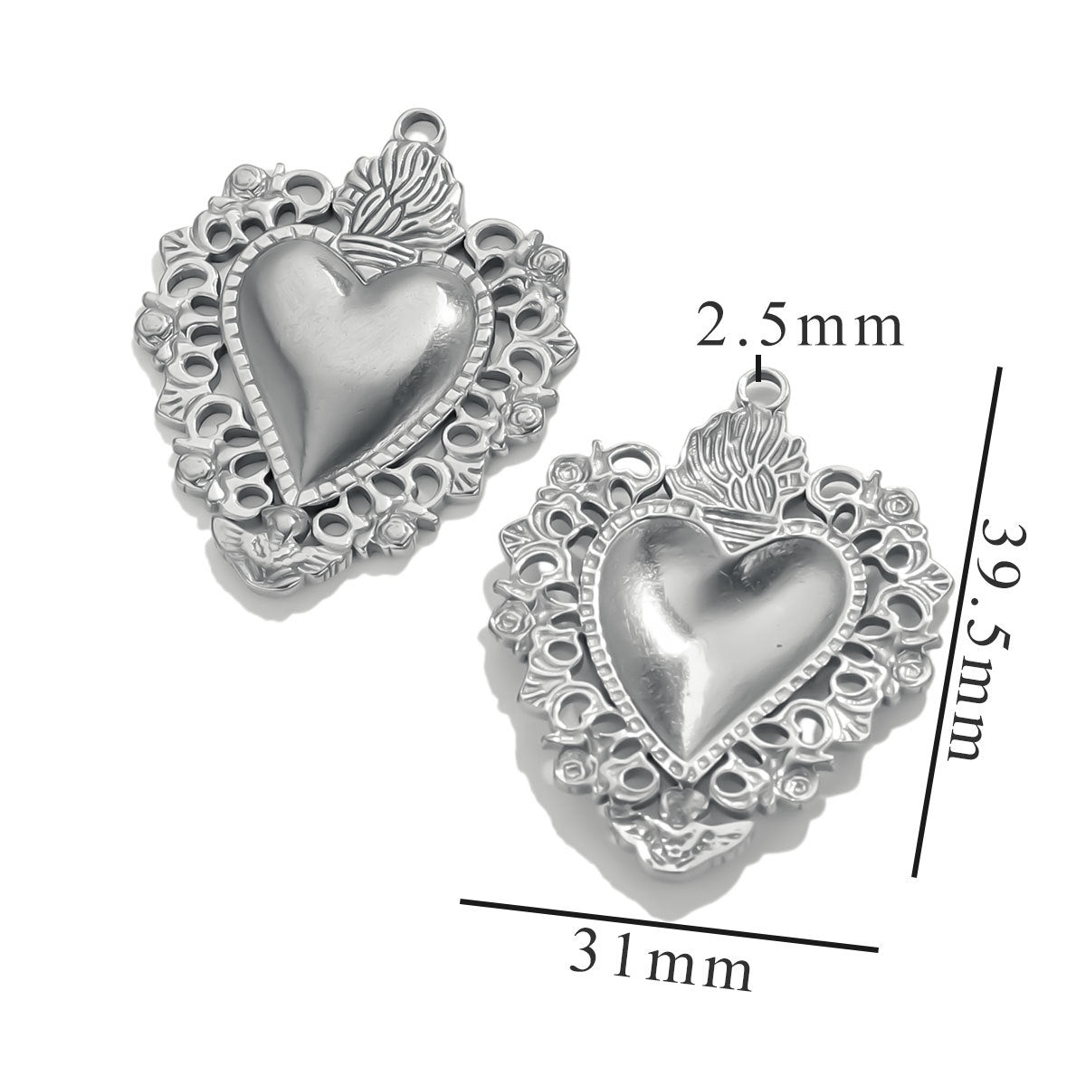 PD22 Vintage Heart Metal Pendant Stainless Steel