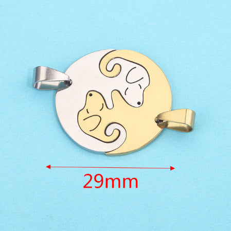 PD24 Couple Pendant Family Pendant Cat Dog Love Pendant Stainless Steel