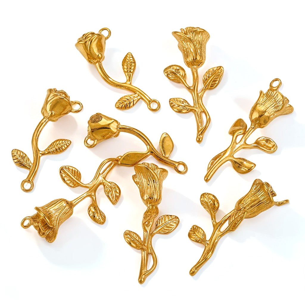 PD18 Rose Pendant Stainless Steel Flower Pendant for DIY Jewelry Necklace