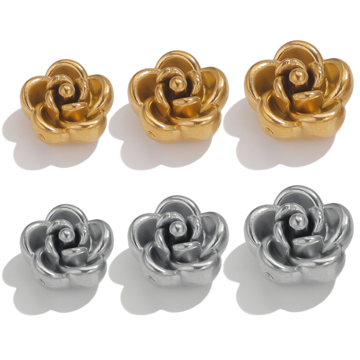 SPC79 Rose Stainless Steel Spacer Charms Beads