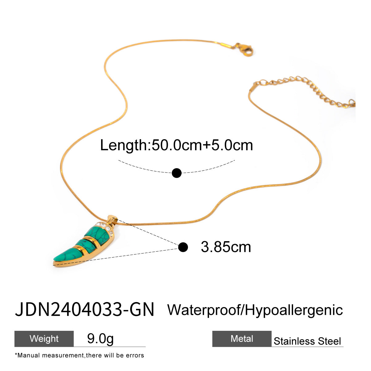 JDN2404033-GN Ivory Pendant with Cat's Eye Stainless Steel Necklace