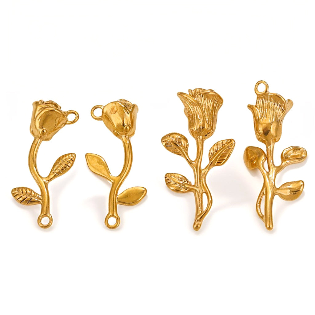 PD18 Rose Pendant Stainless Steel Flower Pendant for DIY Jewelry Necklace