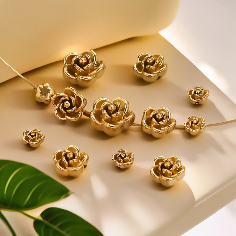 SPC79 Rose Stainless Steel Spacer Charms Beads