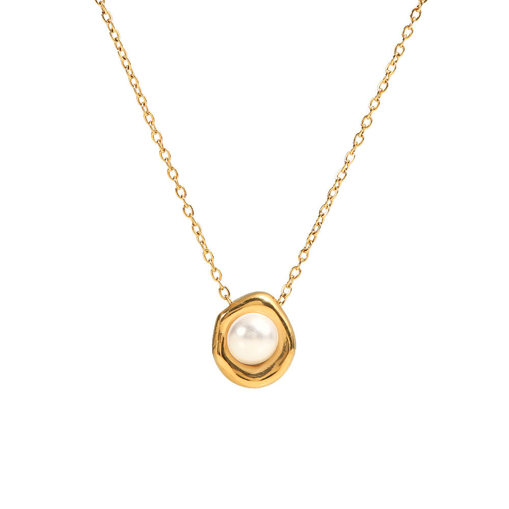 JDN21373 Pearl Necklace Stainless Steel Waterproof Chain Necklace for Women