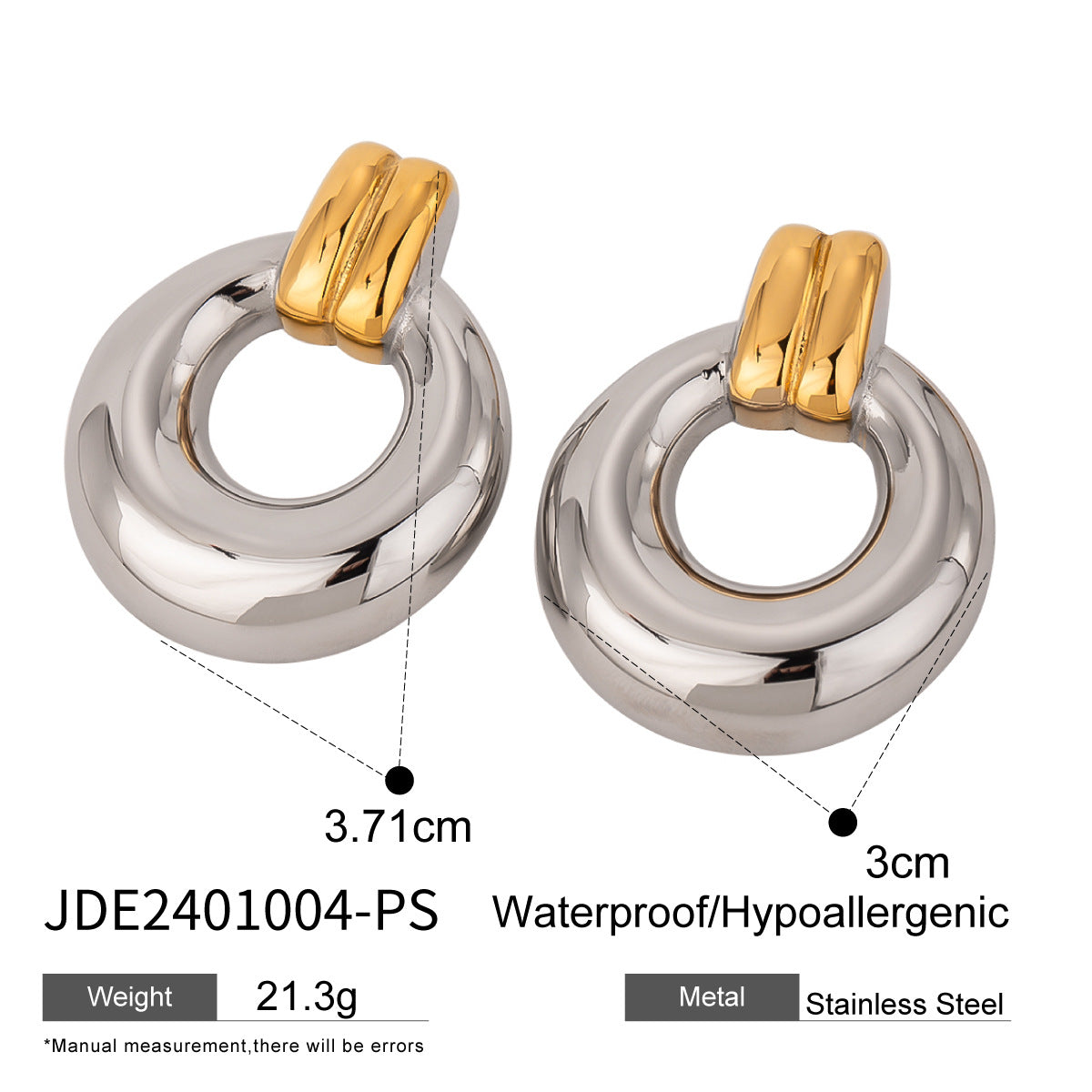 JDN2407019 Stainless Steel O shape Necklace & Earrings set Waterproof Chain Necklace for Women