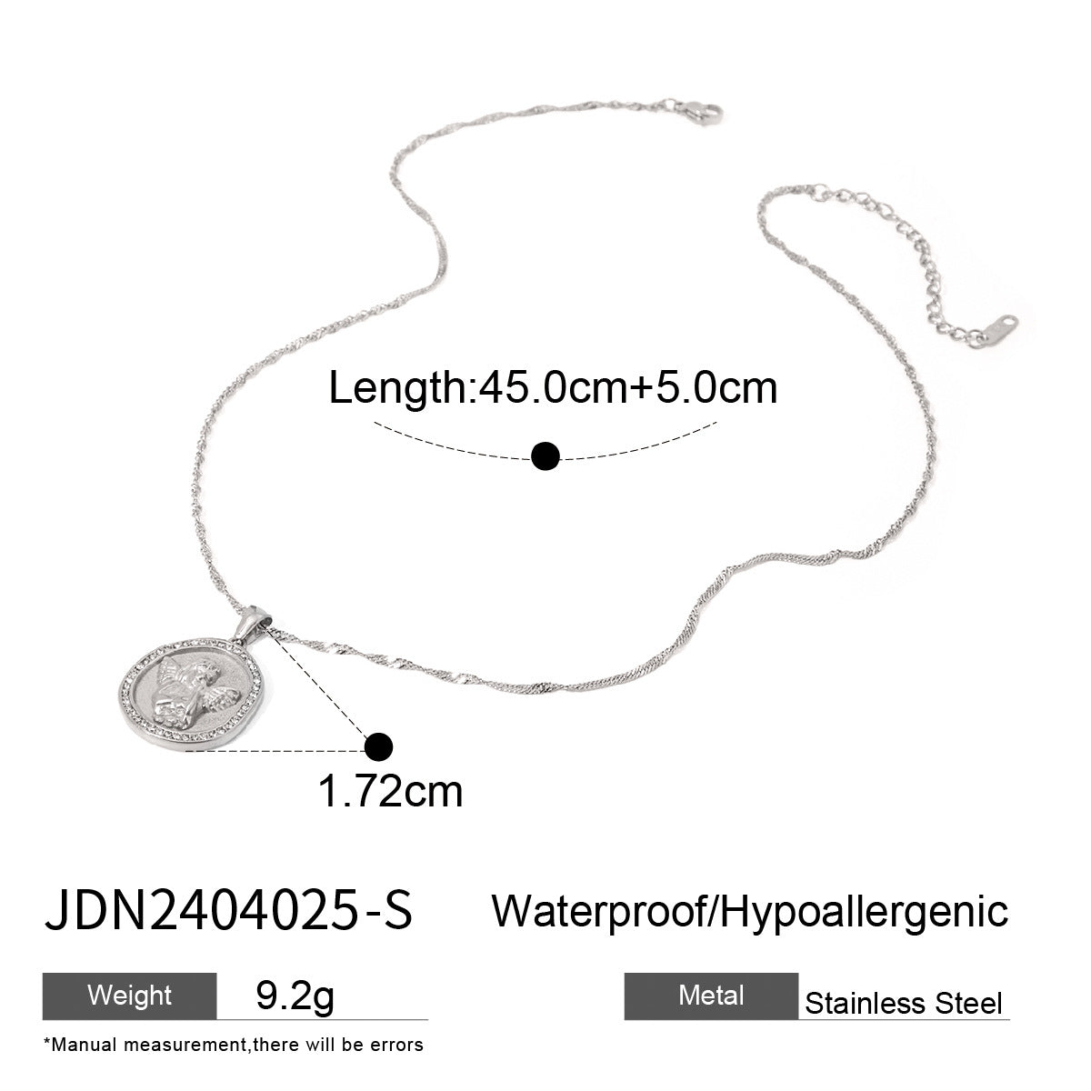 JDN2404025 Angle Pendant 18K Golden Color Round Pendant Necklace for Women