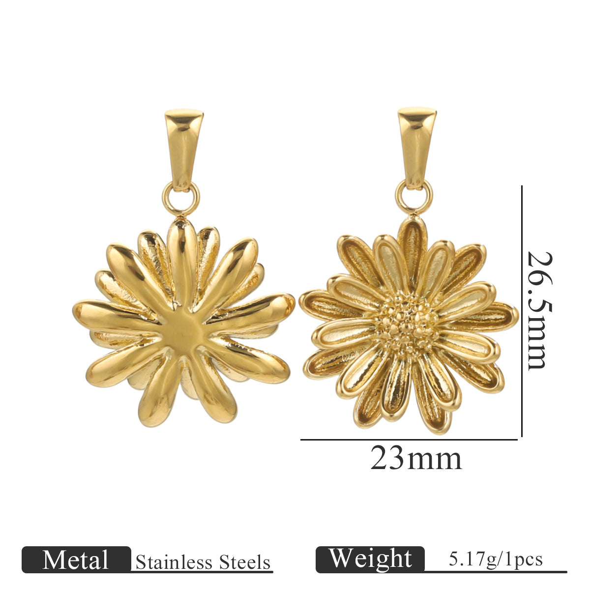 PD23 Vintage Flower Pendant Stainless Steel Necklace Pendants