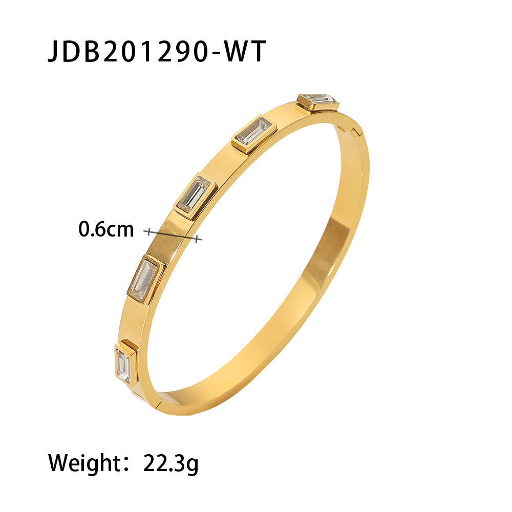 JDB2012 Bangles Stainless Steel Bracelet Bangle with Zircon for Women