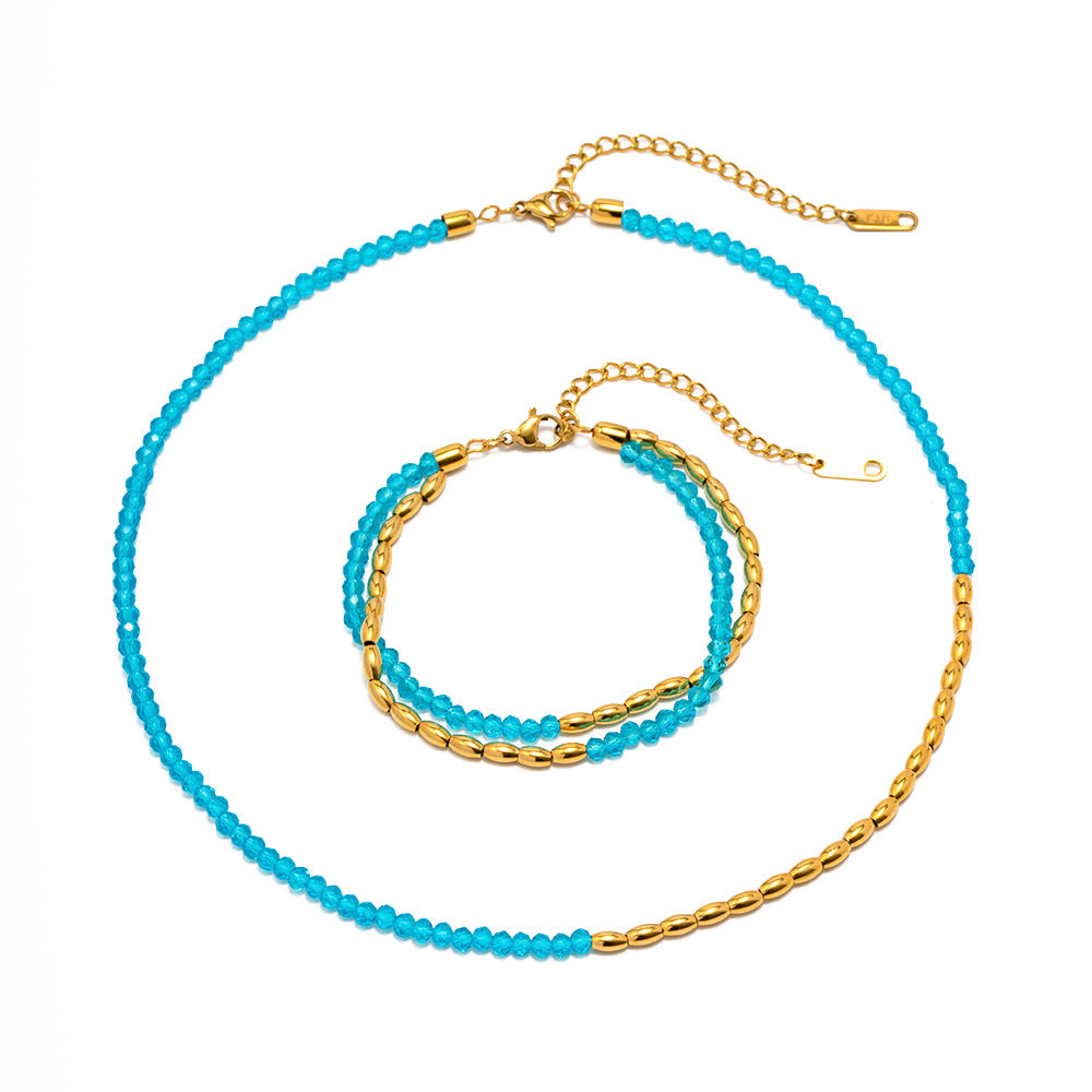 JDWN2302018 Bracelet Necklace set Beaded Chain Jewelry Stainless Steel Necklace for Women