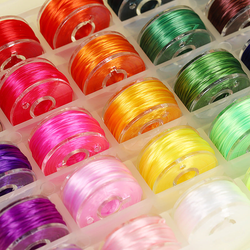 ST02 0.8mm 20ft/6m 25Colors Pack mini Pack with Storing Plastic Box Flat Elastic String Set Stretchy String for DIY Jewelry Making