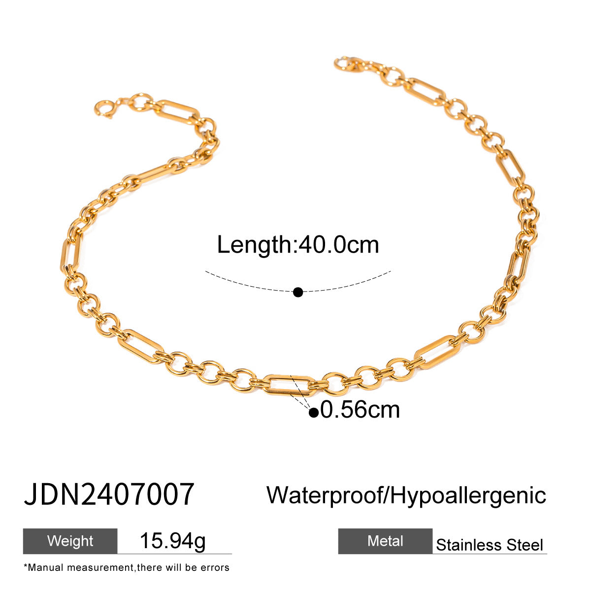 JDN20161 Stainless Steel Chain Necklace Paper Clip Chain Necklace for Women