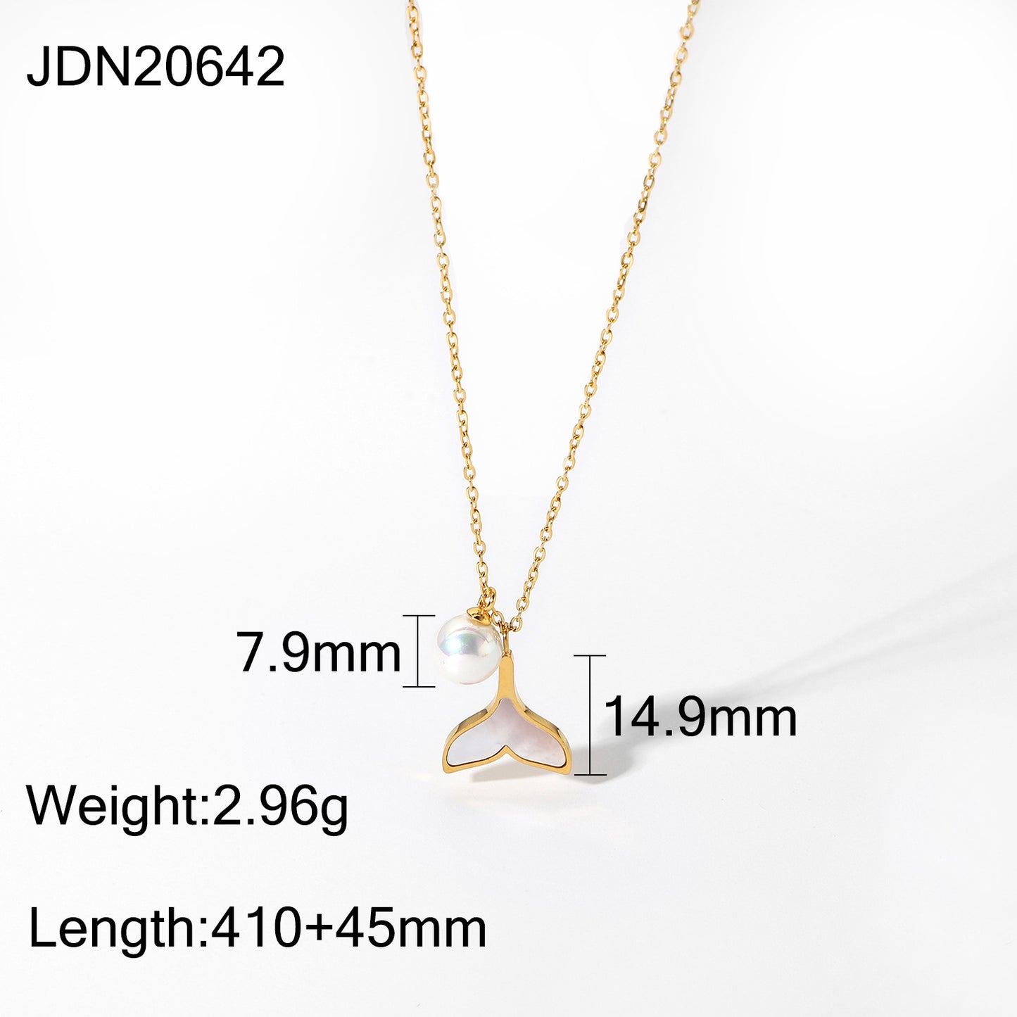 JDN20642 Mermaid's tail Pendant Necklace Stainless Steel Waterproof Chain Necklace for Women