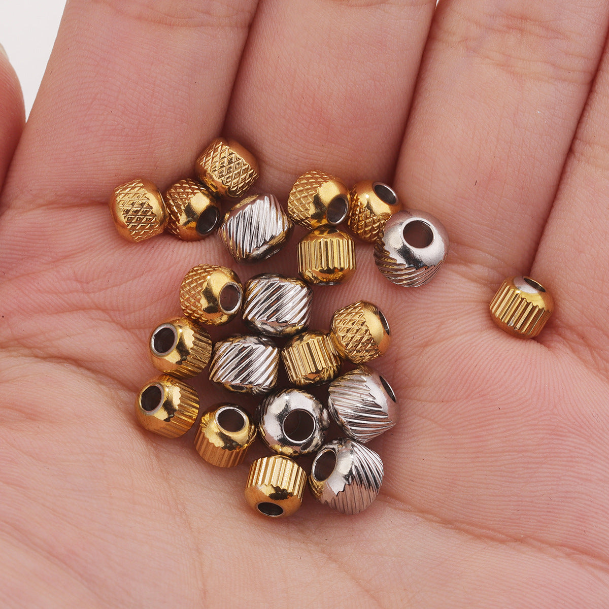 SPC74 Stainless Steel Barrel Shape Spacer Beads Charms Beads for DIY Bracelet Jewelry Accessories