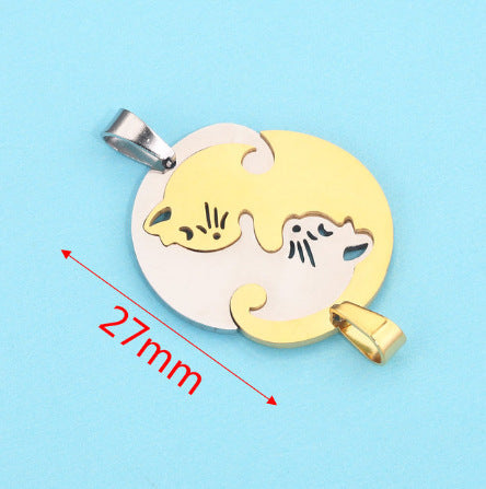 PD24 Couple Pendant Family Pendant Cat Dog Love Pendant Stainless Steel