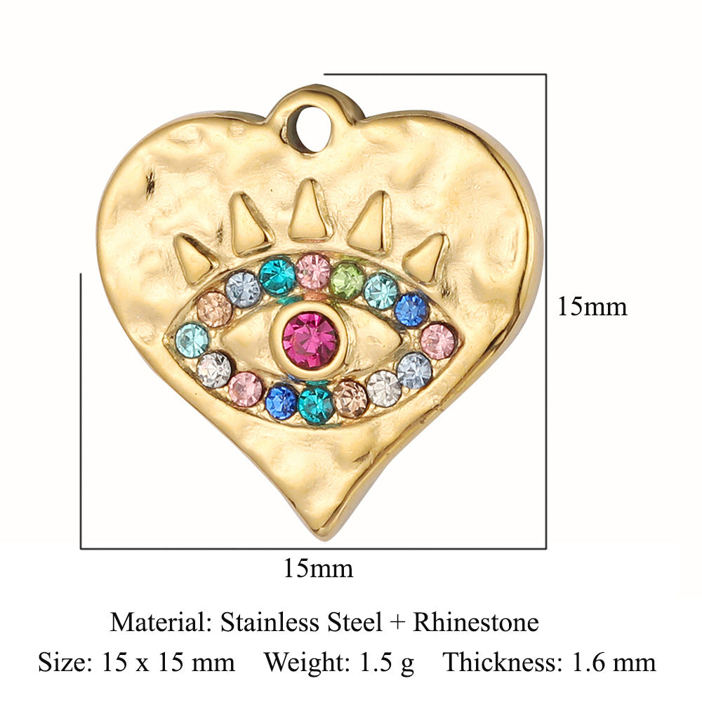 PD05 Heart Shape Pendant with Evil Eyes Design all Shapes Heart DIY Charms Pendant for Bracelet Necklace DIY Accessories