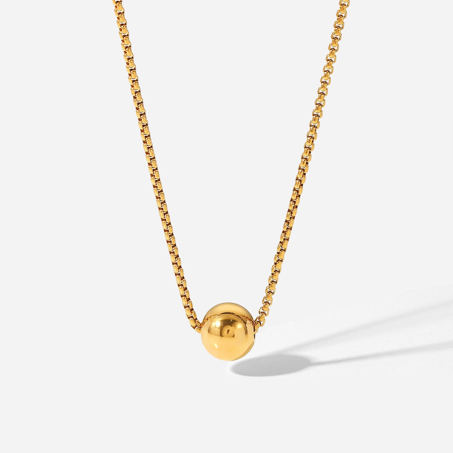 JDN21055 Stainless Steel Necklace with Ball Pendant Waterproof Chain