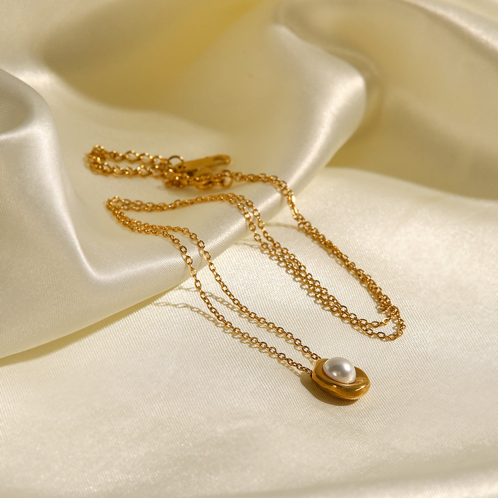 JDN21373 Pearl Necklace Stainless Steel Waterproof Chain Necklace for Women