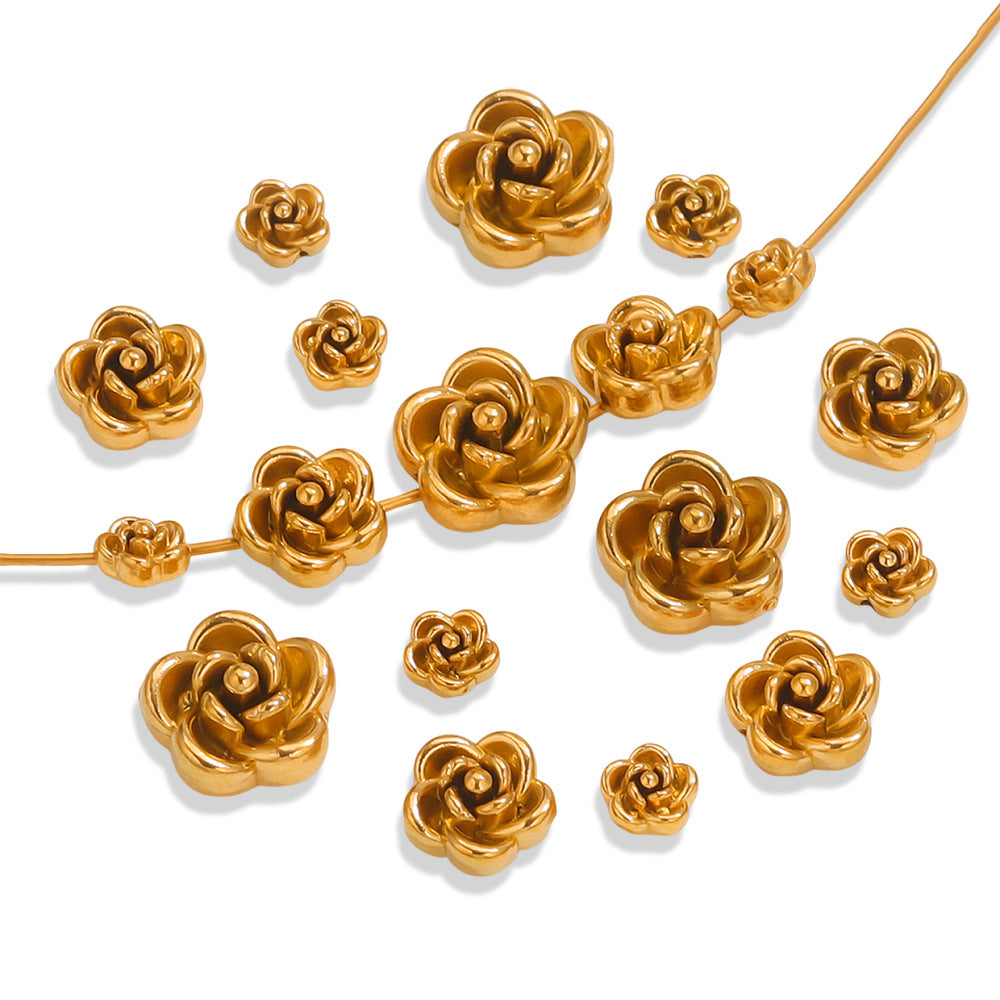 SPC79 Rose Stainless Steel Spacer Charms Beads