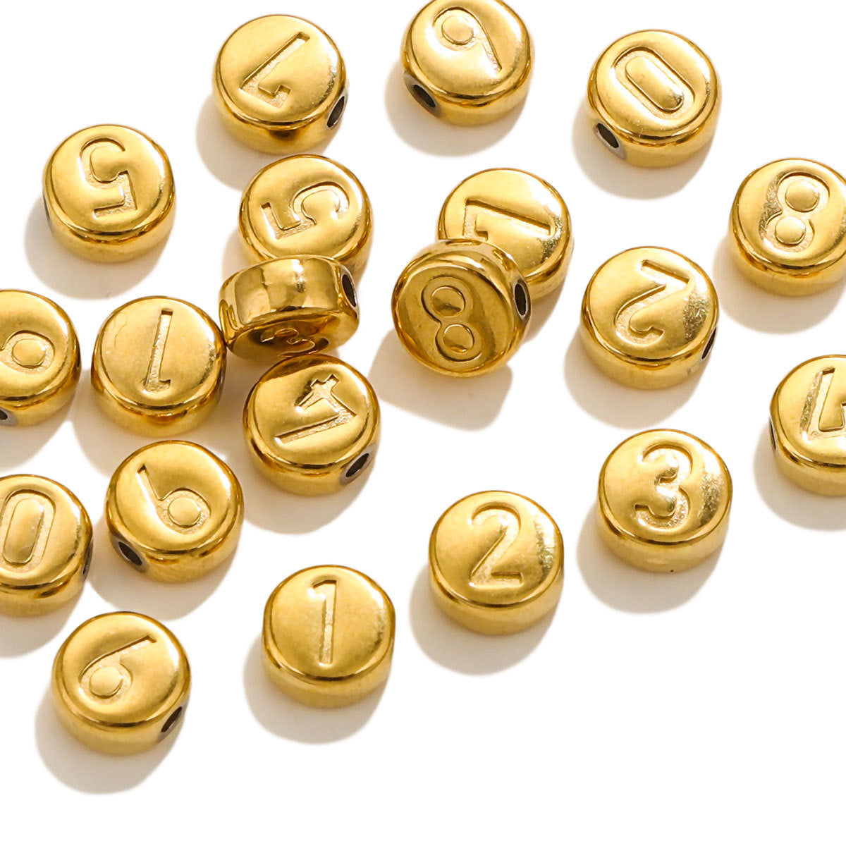 SPC50 0-9 Numbers Carved Spacer Beads Charms Beads for Bracelet DIY Accessories