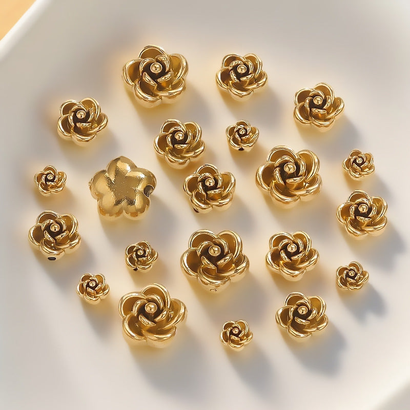 SPC79 Rose Stainless Steel Spacer Charms Beads