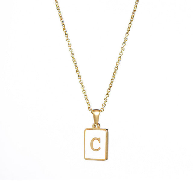 JDN201003 Letter Pendant Necklace Stainless Steel Waterproof Chain Necklace for Women