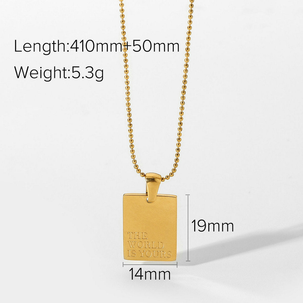 JDN20322-1 18K Golden Color Square Pendent Simple Choker Necklace for Women