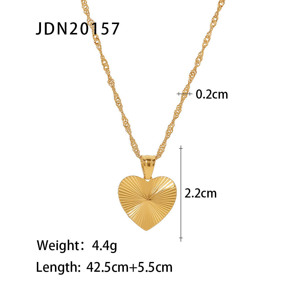 JDN201068 18K Golden Color Butterfly / Heart / Round / Rectangular Pendant Stainless Steel Necklace