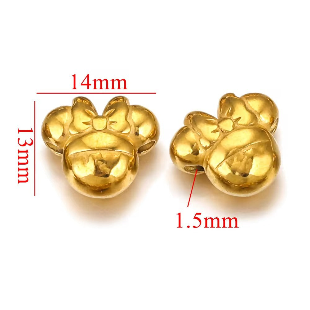 SPC68 Charms Beads Stainless Steel Star Bunny Heart Micky Charms Beads for DIY Bracelet