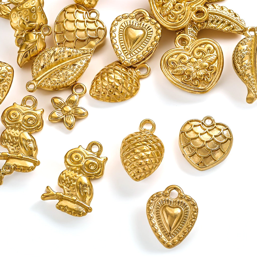 SPC80 Shaped Charms Leaf Heart Flower Owl Shape Pendant