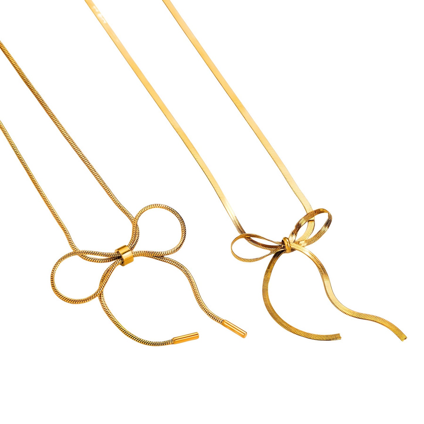 NE01 Bow Tie Design Chain Necklace 18K Golden Color No Tarnish Water Proof Necklace