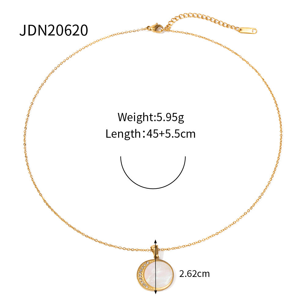JDN20620 18K Golden Color Zirconia Necklace Moon and Sun Pendant for Women
