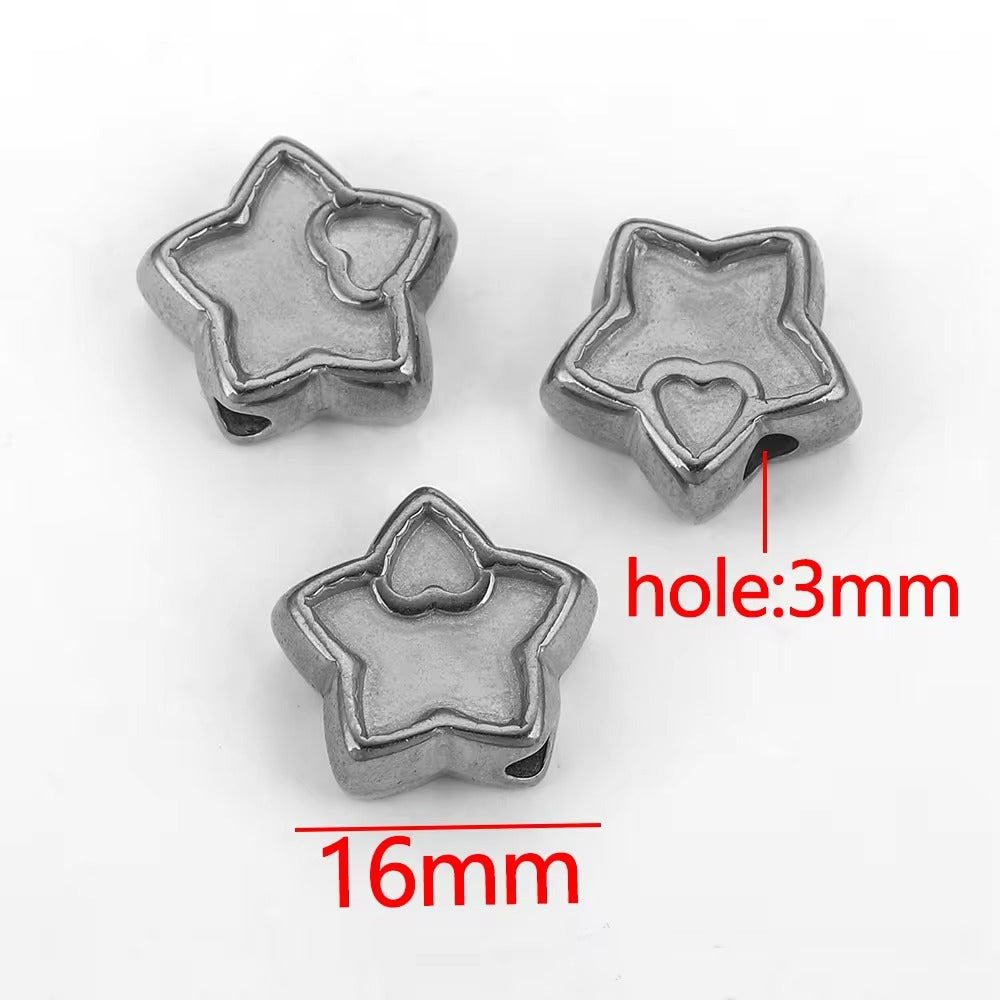 SPC68 Charms Beads Stainless Steel Star Bunny Heart Micky Charms Beads for DIY Bracelet