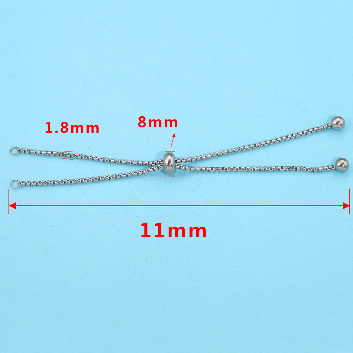 CH07 1.8mm Silicone Adjustable Chain Stainless Steel Bracelet Chain