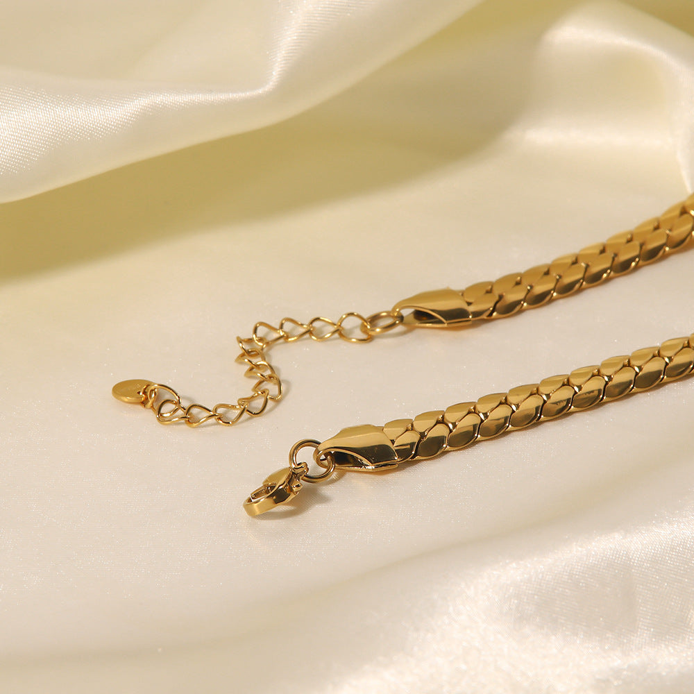 JDN21429 Stainless Steel Chain Necklace Snake Chain Necklace with Zircon Diamond Pendant with Waterproof Chain Necklace