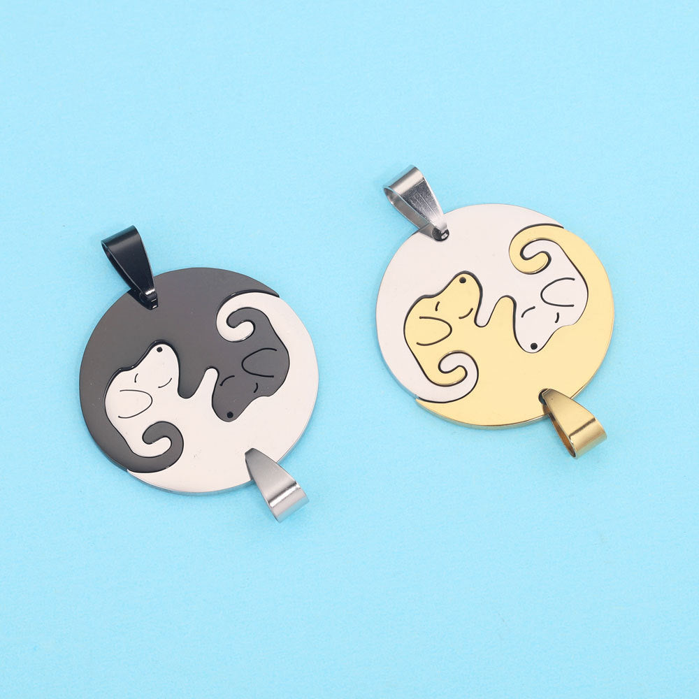 PD24 Couple Pendant Family Pendant Cat Dog Love Pendant Stainless Steel