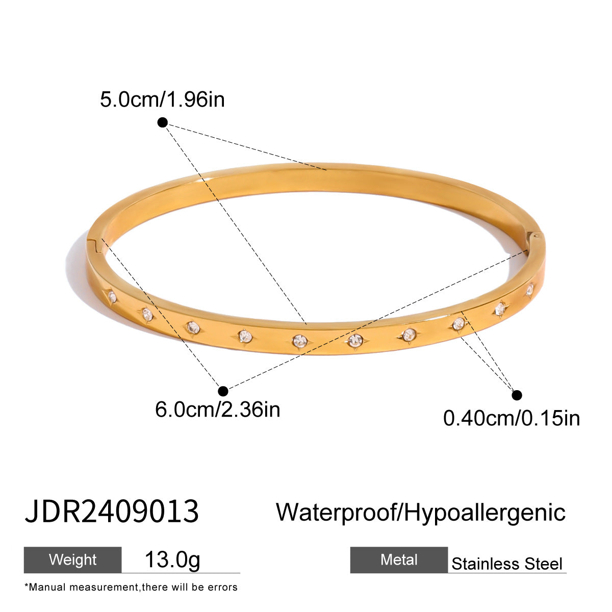 JDR2409029 Stainless Steel Clip Bangle Bracelet With Zirconia