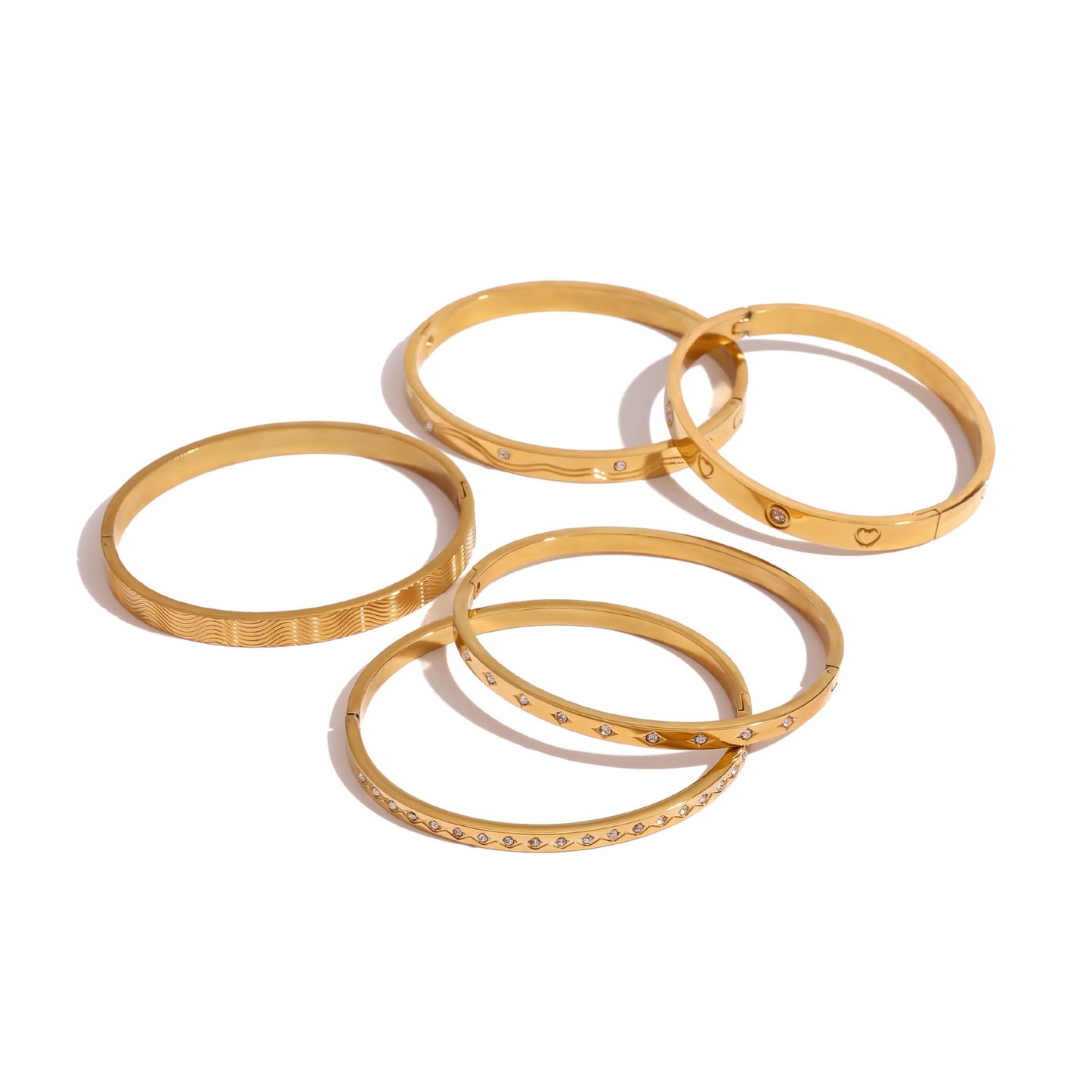 JDR2409029 Stainless Steel Clip Bangle Bracelet With Zirconia