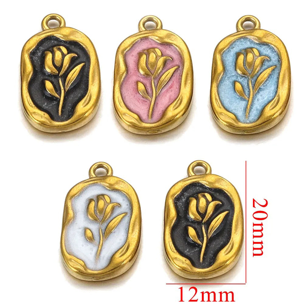 PD16 Flower Pendant Rose Pendant Tulips Pendant for DIY Jewelry Making