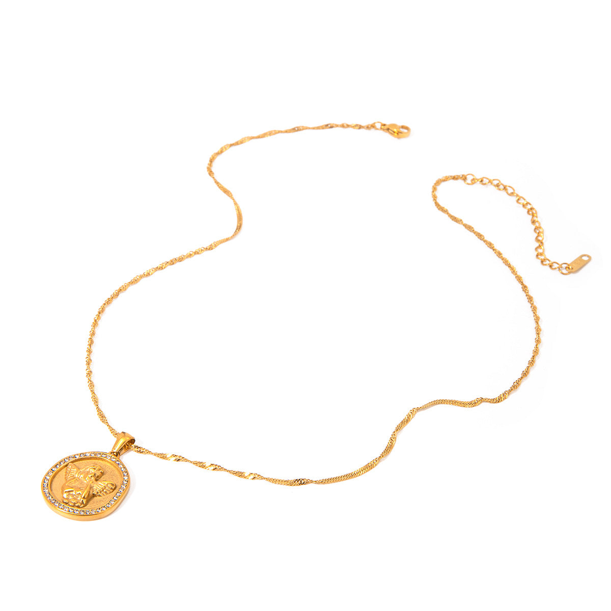JDN2404025 Angle Pendant 18K Golden Color Round Pendant Necklace for Women