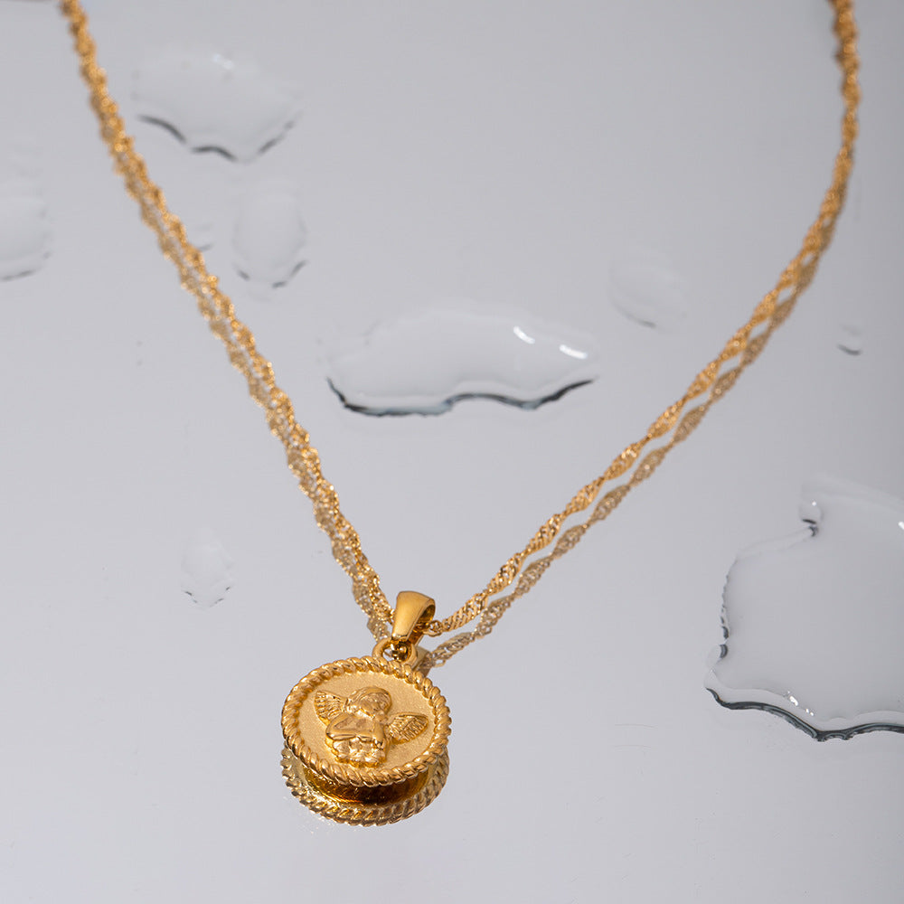 JDN20282 Angel Pendant Stainless Steel Necklace Waterproof Chain Necklace for Women