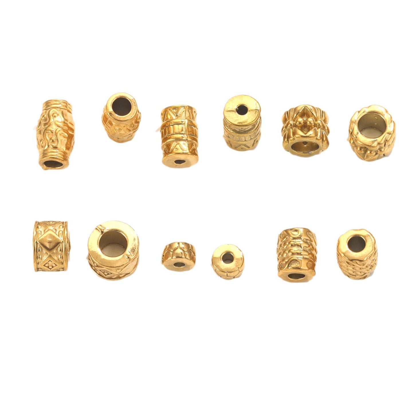 SPC49 Spacer Charms Beads Donut Barrel Carved Shape Beads for DIY Bracelet