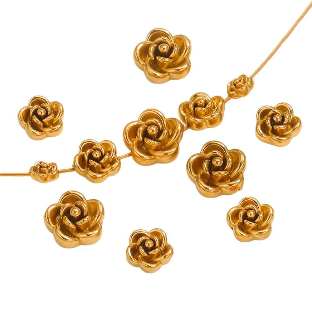 SPC79 Rose Stainless Steel Spacer Charms Beads