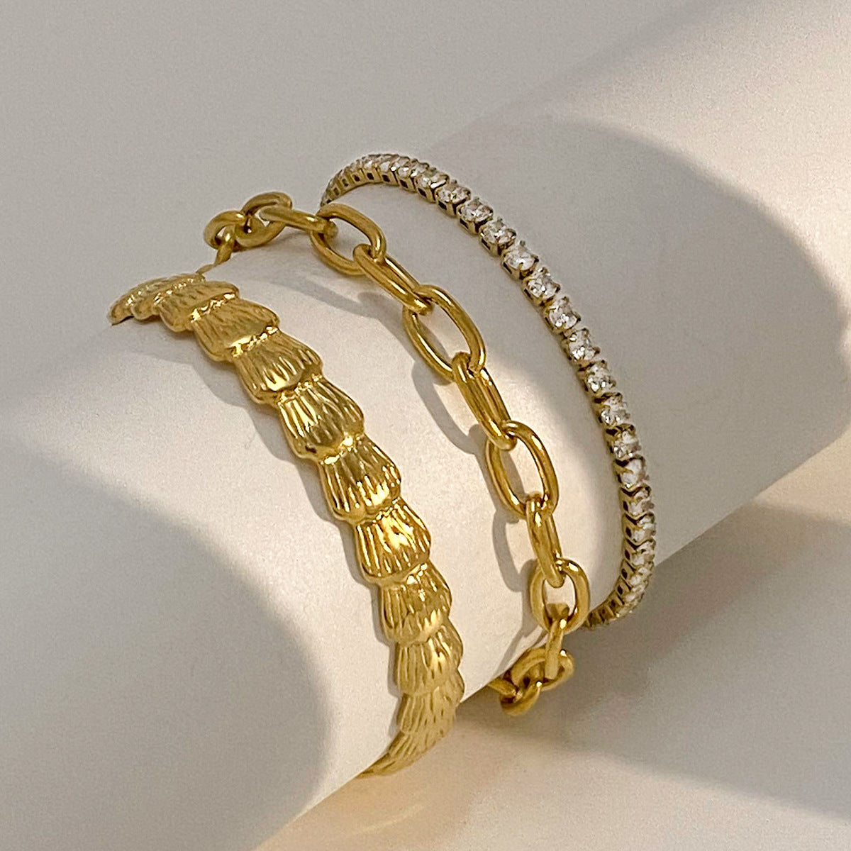 JDB201049 Stainless Steel Paved Zircon Diamond Bracelet Paper Clip Chain Bracelet